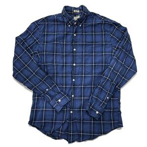 J Crew Button Down Shirt Mens Medium Classic Blue Plaid Long Sleeve